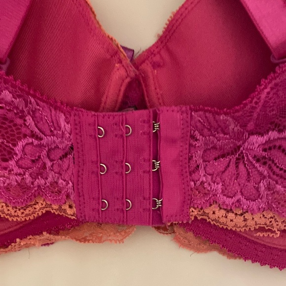 Black Fuchsia Women’s Lace Underwire Convertible Strapless Bra Pink Coral 40D - Picture 7 of 9